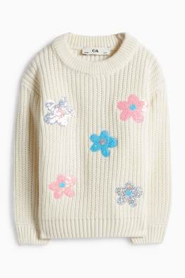 Květiny - svetr - žebrovaný