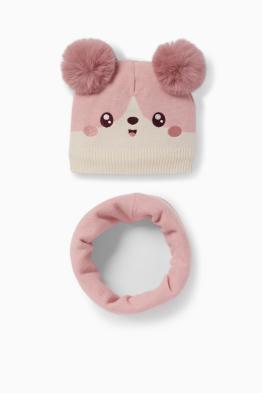 Kawaii - set - pom-pom hat and snood - 2 piece