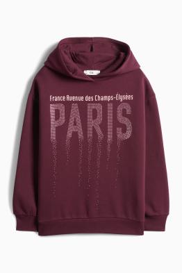 Paris - mikina s kapucí se štrasovými kamínky
