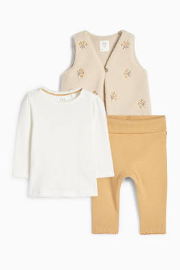Petites fleurs - tenue pour bébé - 3 pièces