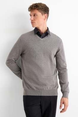 Set - V-neck jumper and business shirt - 2 piece