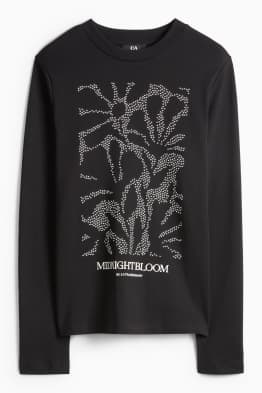 Langarmshirt mit Strasssteinen - Regular Fit