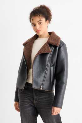 Geacă din piele shearling sintetică - imitație de piele