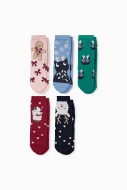 Set van 5 paar - dieren - kerstsokken met motief