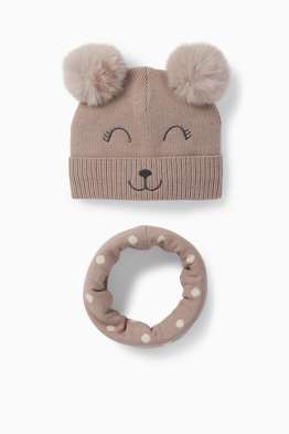 Kawaii - set - pom-pom hat and snood - 2 piece
