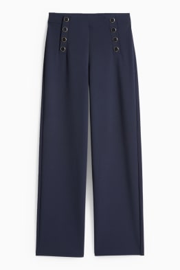 Žerzejové kalhoty - mid waist - wide leg