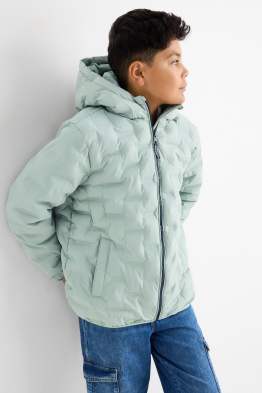 Prošívaná bunda s kapucí - z vodoodpudivého materiálu