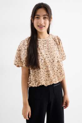 T-shirt en velours et en sequins