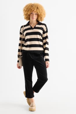 Corduroy trousers - high waist - tapered fit - LYCRA®