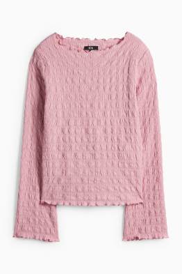 Tricou cu mânecă lungă - regular fit - cu fronseuri