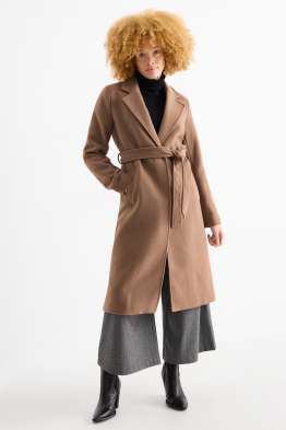 Coat with faux fur trim