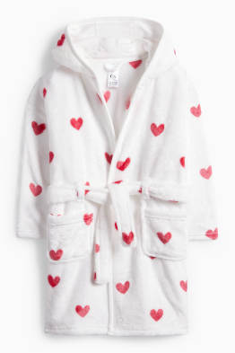 Petits cœurs - peignoir bébé à capuche