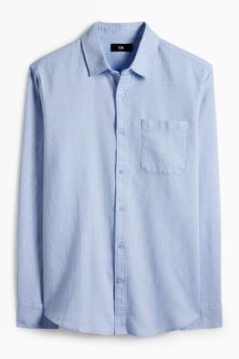 Camicia - regular fit - collo all'italiana - tramata