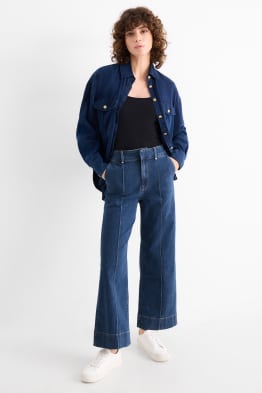 Wide leg jean court - high waist