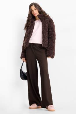 Jersey-Hose - Mid Waist - Wide Leg - strukturiert