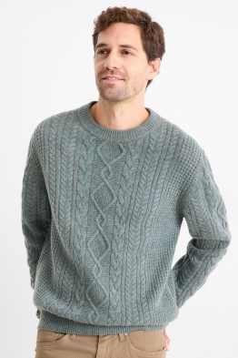 Pull en cachemire mélangé - laine mélangée - motif tressé