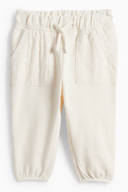 Baby-Jogginghose - Broderie Anglaise - strukturiert