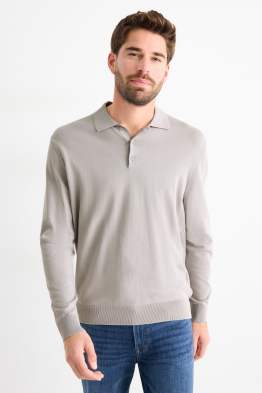 Poloshirt met lange mouw - gebreid