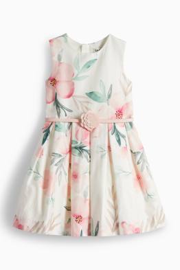 Floral - dress with belt - party