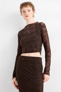 Ensemble - haut court à manches longues et top - slim fit - à fleurs