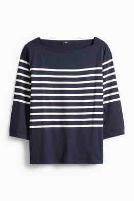 Haut à manches longues basique - regular fit - à rayures