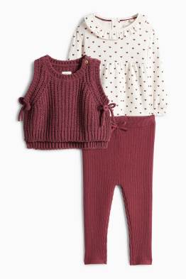 Herzchen - Baby-Outfit - gerippt - 3 teilig