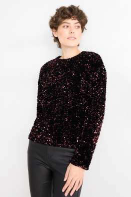 Long sleeve sequin top - regular fit