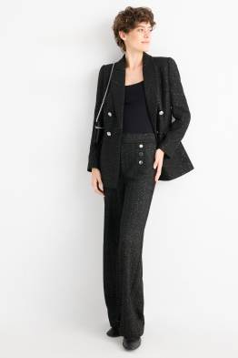 Bouclé trousers - high-rise waist - wide leg