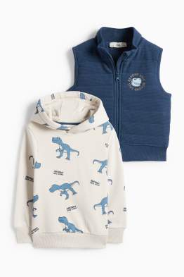 Dino - set - hoodie and quilted gilet - 2 piece