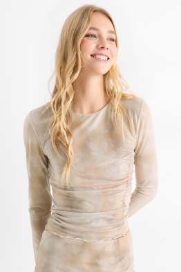 Longsleeve - slim fit - mesh - met patroon