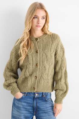 Pletený kardigan - s copánkovým vzorem