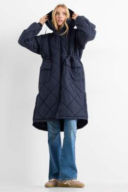 Gewatteerde mantel met capuchon