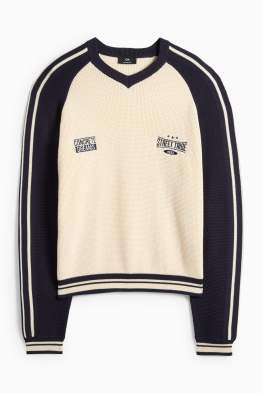 Pullover mit V-Ausschnitt - strukturiert