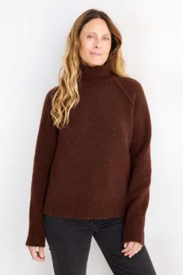Svetr se stojáčkem - směs alpakové vlny