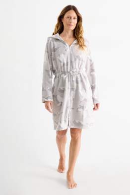 Bademantel mit Kapuze - gemustert