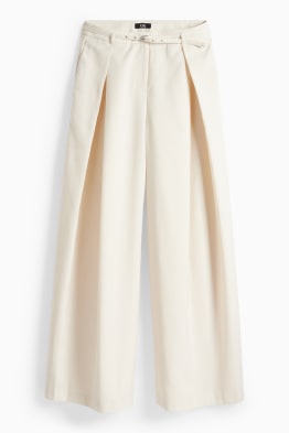 Pantalons de tela amb cinturó - high waist - wide leg