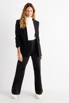 Plátěné kalhoty s páskem - high waist - wide leg