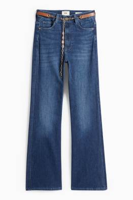 Flared Jeans mit Gürtel - High Waist - LYCRA®