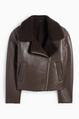 Shearling jas - imitatieleer