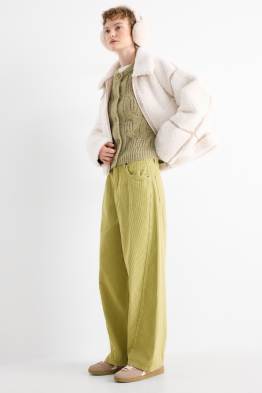 Corduroy trousers - mid-rise waist - barrel leg