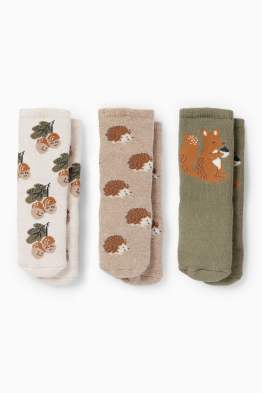 Multipack 3er - Wald - Baby-Anti-Rutsch-Socken mit Motiv