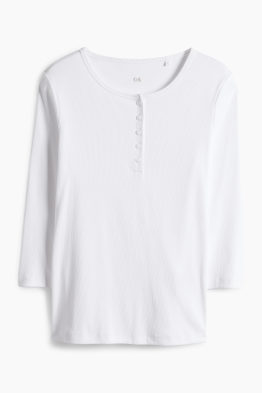 Tričko basic ve stylu henley - slim fit - žebrované