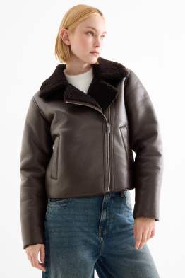 Shearling jas - imitatieleer