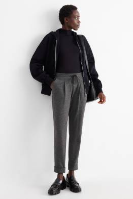 Žerzejové kalhoty - mid waist - tapered fit