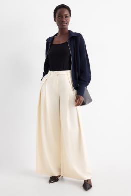 Pantalons de tela amb cinturó - high waist - wide leg