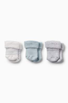 Lot de 3 paires - chaussettes nouveau-né - côtelées - hiver