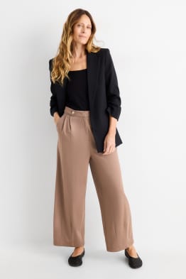 Žerzejové kalhoty - high waist - barrel leg