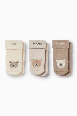 Lot de 3 paires - oursons - chaussettes nouveau-né à motif
