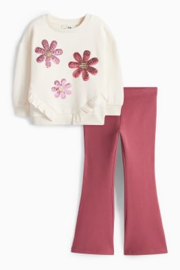 Květiny - souprava - mikina a flared legíny - 2dílná