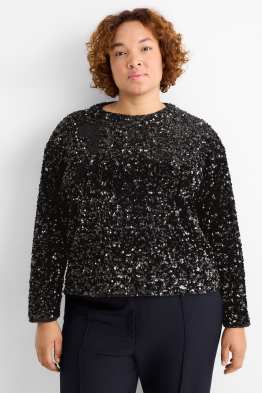 Haut à manches longues à paillettes - regular fit